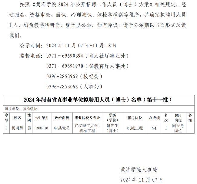 人事处网站发布第十一批公示-黄淮学院2024年度公开招聘工作人员（博士）拟聘用人员公示_01.png